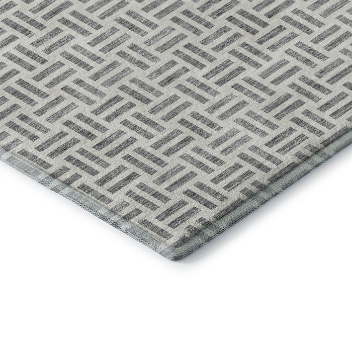 10' X 14' Geometric Washable Area Rug With UV Protection (677249) - Gray / Ivory