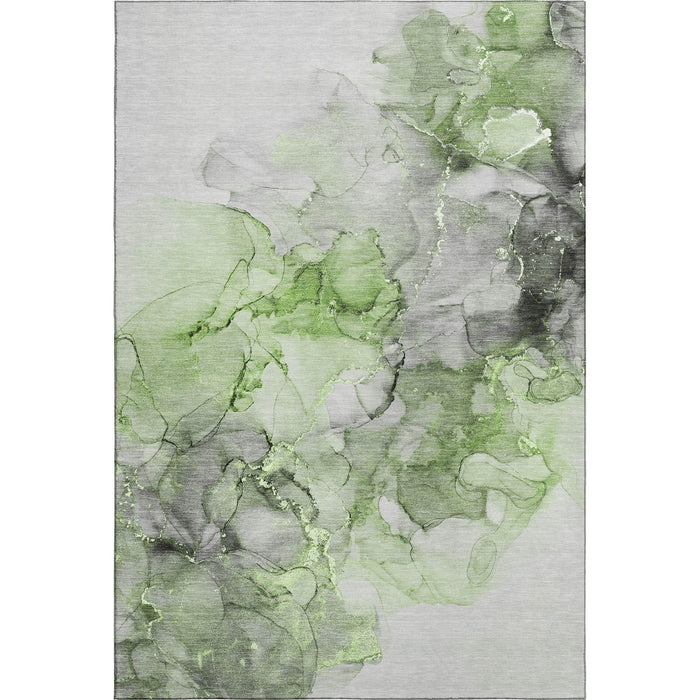 10' X 14' Abstract Washable Area Rug With UV Protection (647302) - Green / Gray / Ivory