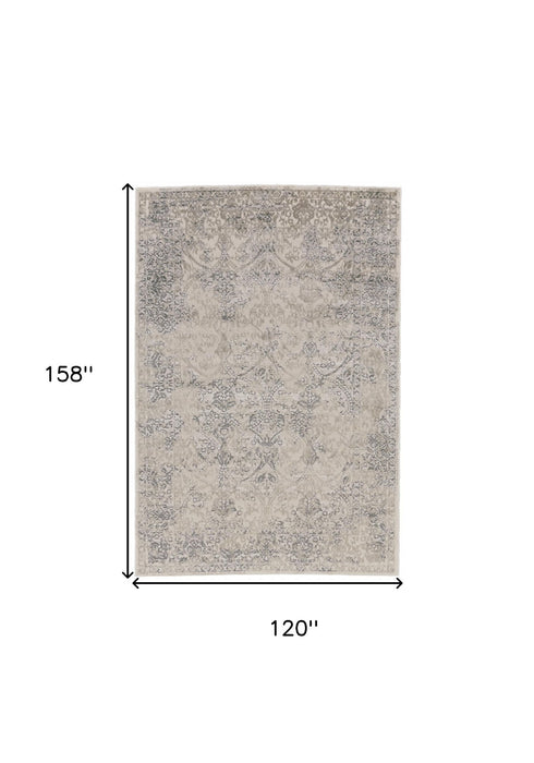 10' x 13' Abstract Stain Resistant Area Rug - Ivory Gray And Black