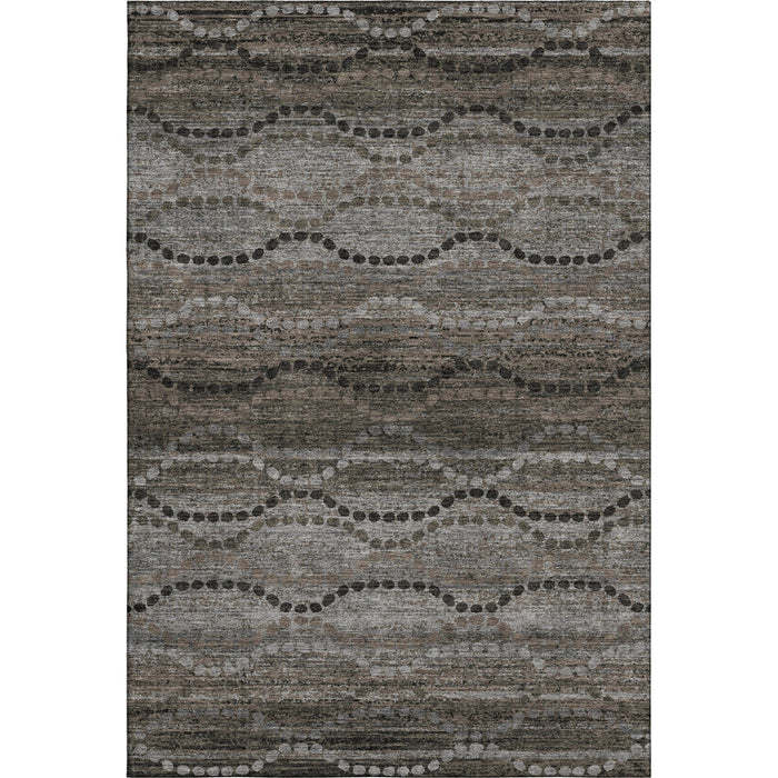 10' X 14' Abstract Geometric Washable Area Rug With UV Protection (715315) - Chocolate / Gray