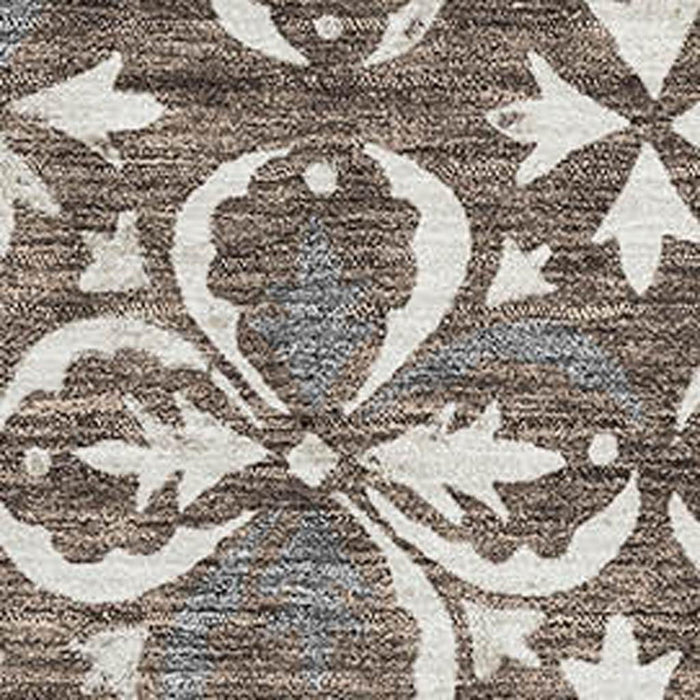 10' X 14' Floral Washable Area Rug With UV Protection (673915) - Brown / Ivory