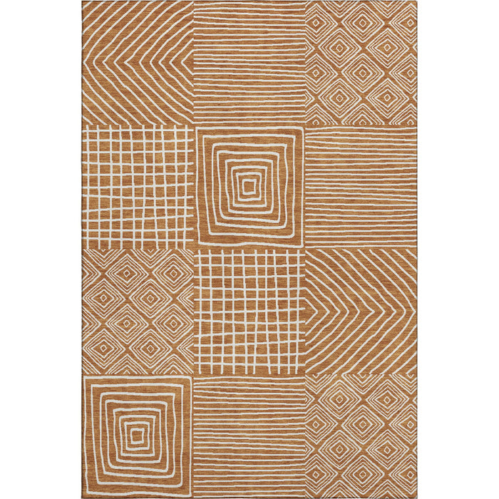 10' X 14' Geometric Washable Area Rug With UV Protection (681929) - Rust / Beige