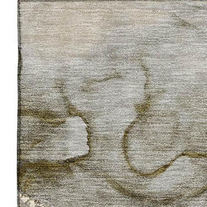 10' X 14' Abstract Washable Area Rug With UV Protection (714757) - Pewter / Gold