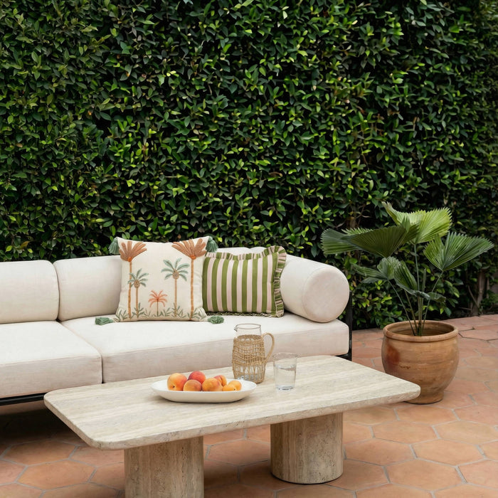 Tyche - Indoor / Outdoor Concrete Rectangular Coffee Table - Faux Travertine