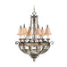 HomeRoots 39-inch bronze metal chandelier with six shades, dimmable lighting for elegant indoor decor.