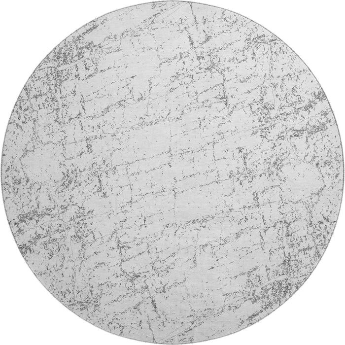 8' Abstract Washable Round Rug With UV Protection (651079) - Gray / Ivory