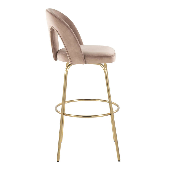 Ava - Upholstered Fixed-Height Barstool (Set of 2) - Gold Base