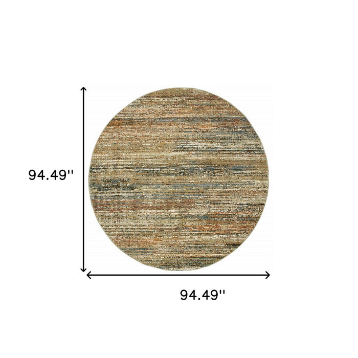 7' Round Abstract Area Rug - Gold And Green