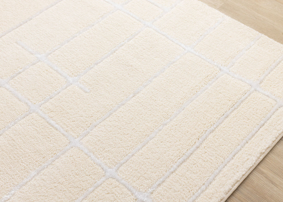 8' X 11' Striped Area Rug (660008) - Cream / White