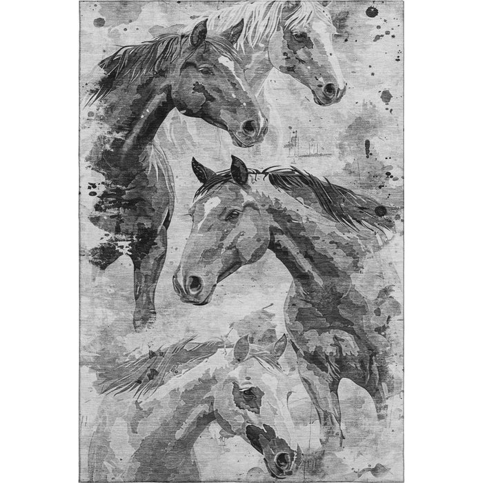 10' X 14' Animal Print Washable Area Rug With UV Protection (699064) - Gray / Silver / Charcoal