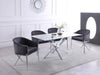 Meridian Furniture Xander dining table with a sleek wooden surface and modern design, ideal for contemporary dining rooms.