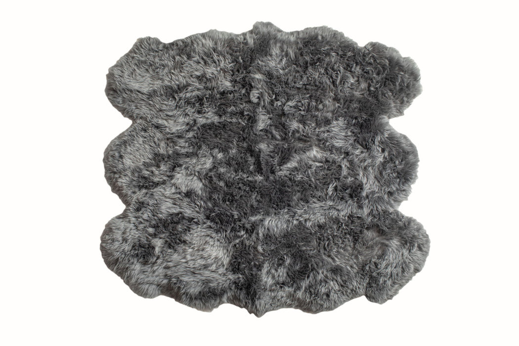 5' x 6' Wool Sheepskin Handmade Area Rug - Gray