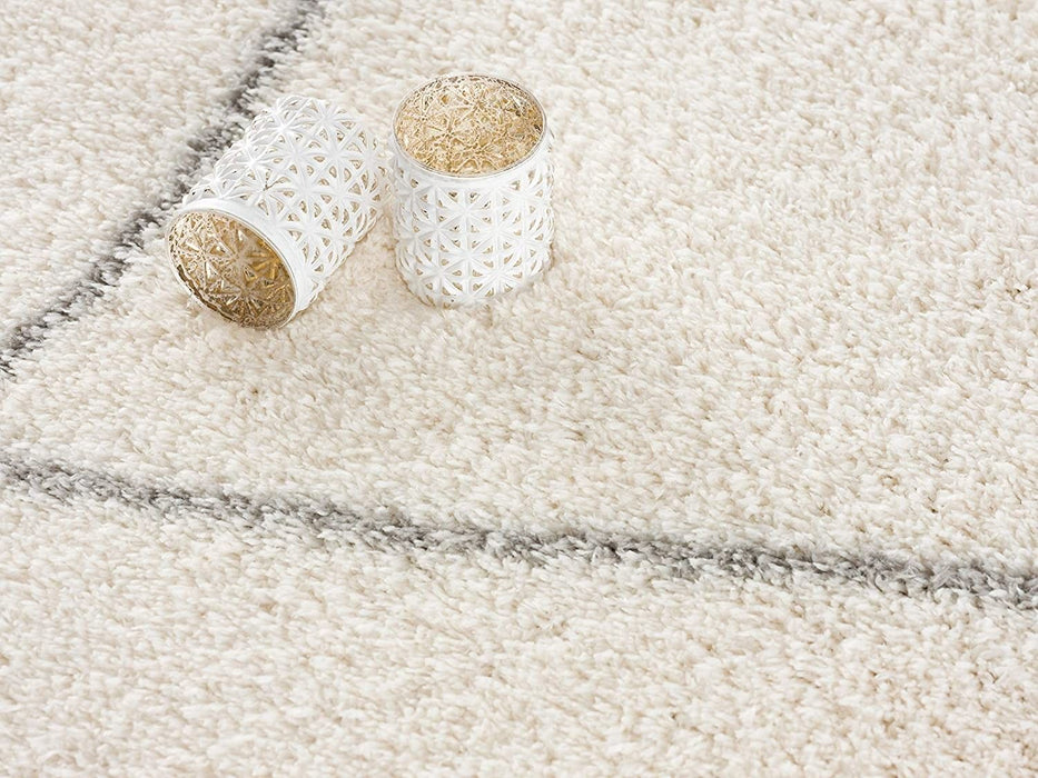 8' x 11' Modern Uneven Lattice Area Rug - Ivory