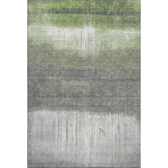10' X 14' Abstract Washable Area Rug With UV Protection (718436) - Fern Green / Gray