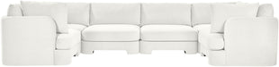 Meridian Furniture Hammond velvet performance fabric U-shaped sectional with six upholstered stationary sectional pieces.