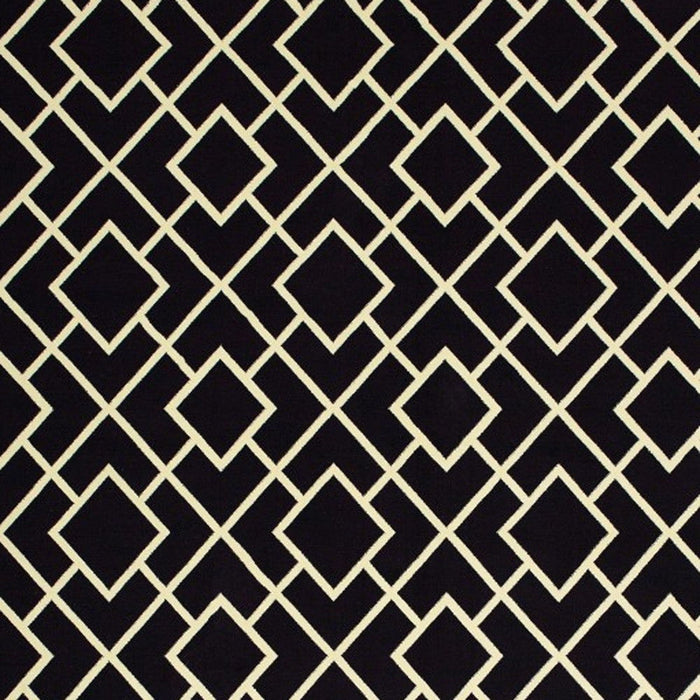 9' x 12' Machine Woven Geometric Diamonds Indoor Area Rug - Black Ivory