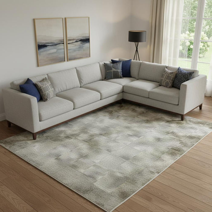 10' X 14' Abstract Washable Area Rug With UV Protection (717320) - Beige / Gray