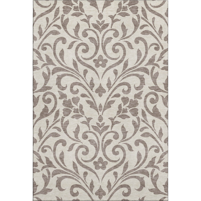 10' X 14' Floral Washable Area Rug With UV Protection (669660) - Taupe / Beige