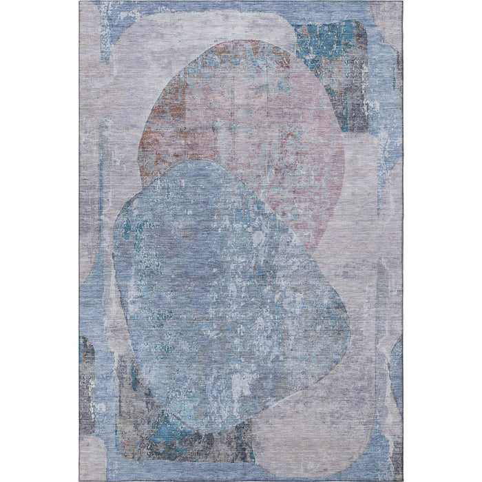 10' X 14' Abstract Washable Area Rug With UV Protection (695534) - Blue / Gray / Charcoal