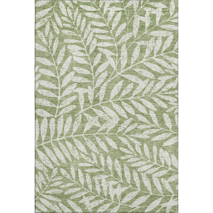 10' X 14' Floral Washable Area Rug With UV Protection (671456) - Green / Beige