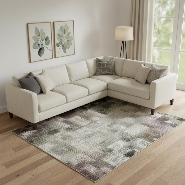 10' X 14' Striped Washable Area Rug With UV Protection (709522) - Mauve / Blue / Beige