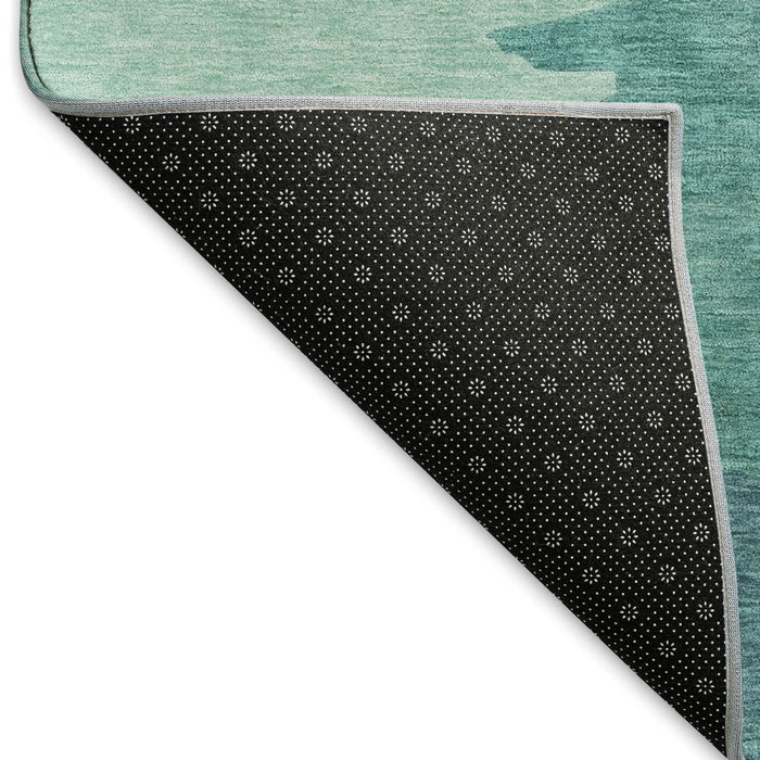10' X 14' Striped Washable Area Rug With UV Protection (692547) - Turquoise / Ivory