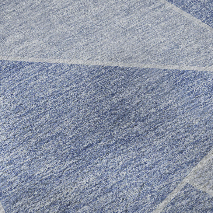 10' X 14' Geometric Washable Area Rug With UV Protection (653332) - Sky Blue / Ivory