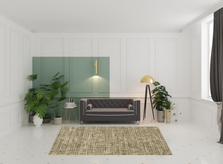 6' x 9' Abstract Power Loom Stain Resistant Area Rug - Beige Brown Tan And Blue Green