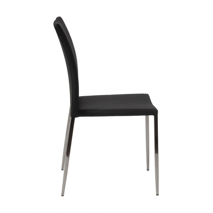 Upholstered Faux Leather Dining Side Chair (Set of 2) - Black