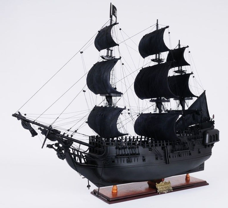 Hand Painted Model Boat Tabletop Sculpture - Black