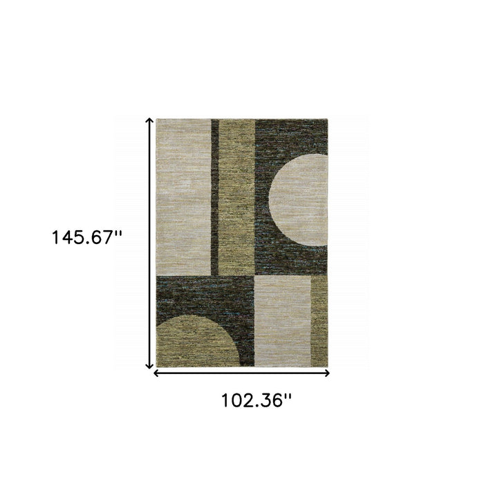 8.5' x 12.1' Geometric Power Loom Area Rug - Blue And Beige