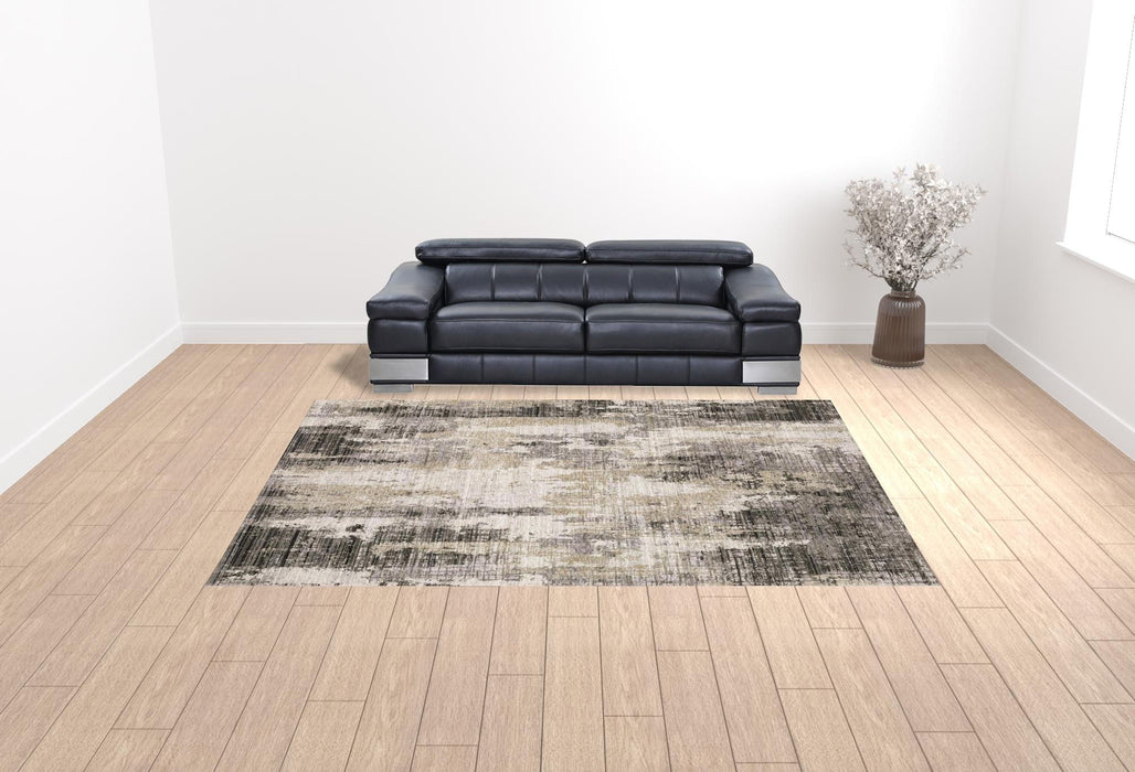 10' x 13' Abstract Power Loom Area Rug - Ivory And Gray