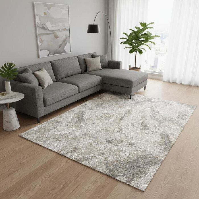 8' X 11' Abstract Area Rug (661317) - Cream / Gray
