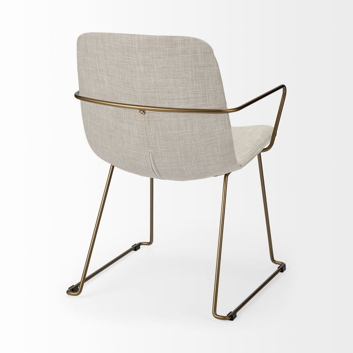 Upholstered Fabric Dining Room Arm Chair - Cream
