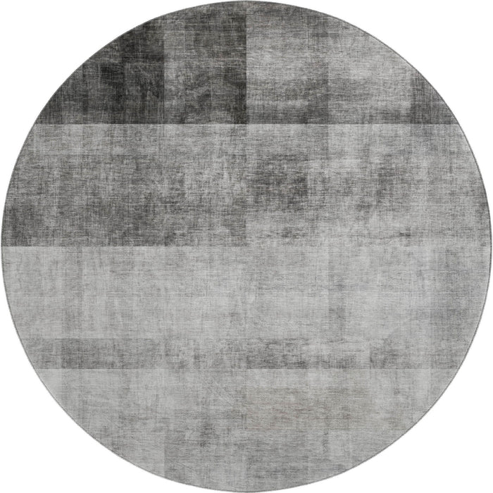 8' Abstract Washable Round Rug With UV Protection (649627) - Gray / Ivory