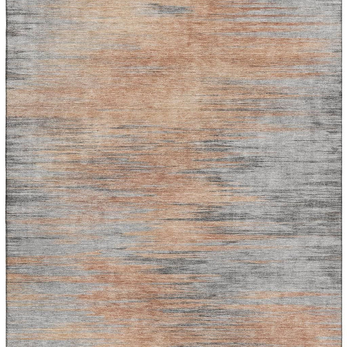 10' X 14' Abstract Washable Area Rug With UV Protection - Salmon And Gray