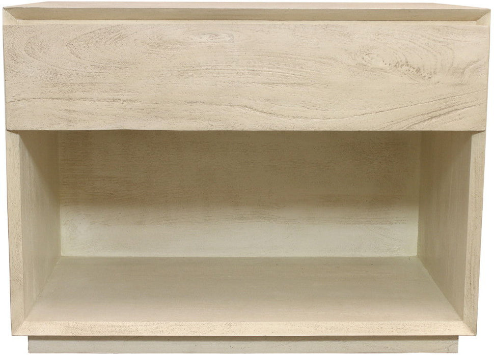 24" Solid Wood Ribbed Texturere One Drawer Nightstand - Natural