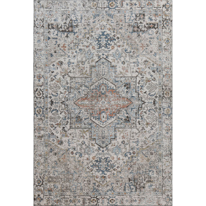 10' X 14' Oriental Washable Area Rug With UV Protection (700739) - Ivory / Blue