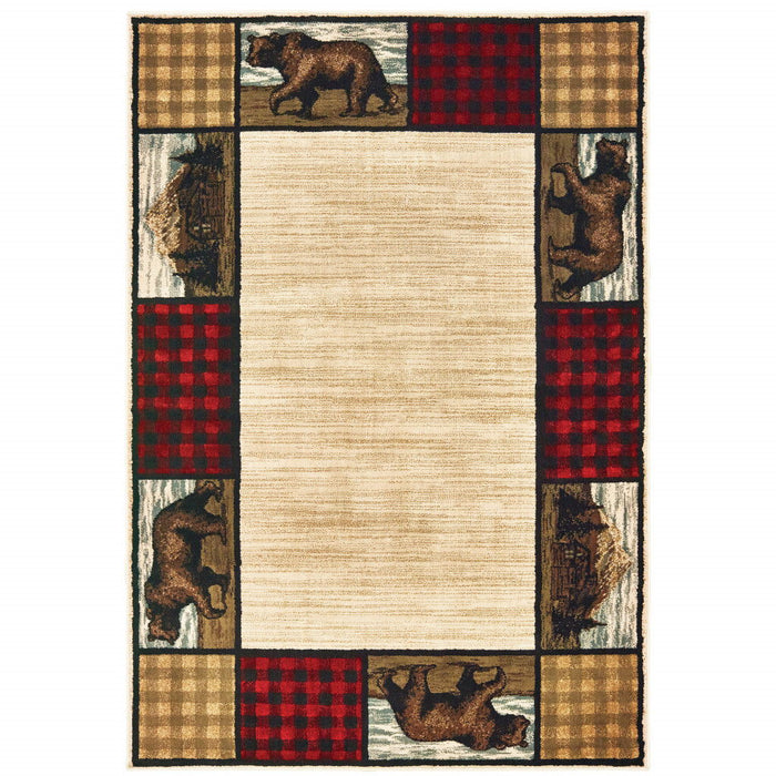 10' x 13' Southwestern Power Loom Stain Resistant Area Rug - Ivory