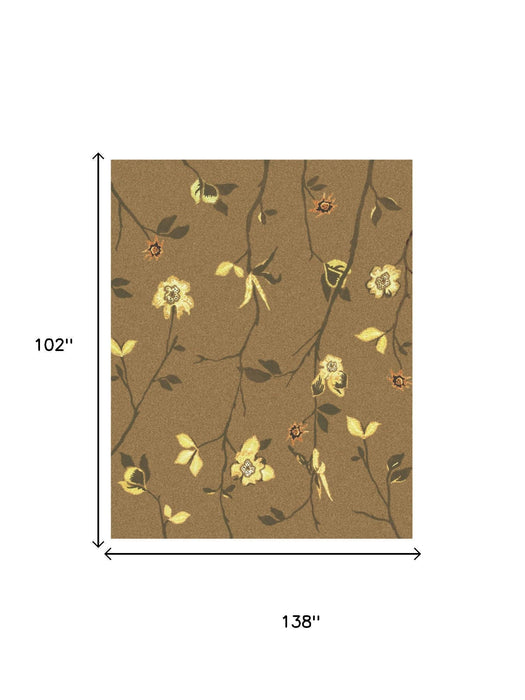 9' X 12' Wool Floral Hand Knotted Area Rug (744352) - Brown / Yellow