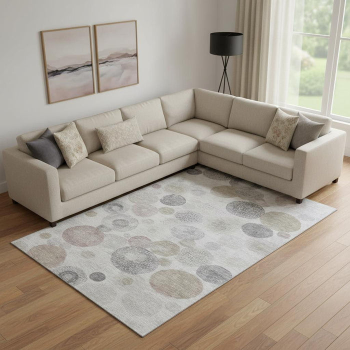 10' X 14' Geometric Washable Area Rug With UV Protection (707347) - Taupe / Gray / Ivory