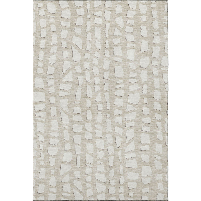 10' X 14' Cobblestone Washable Area Rug With UV Protection - Beige And Ivory