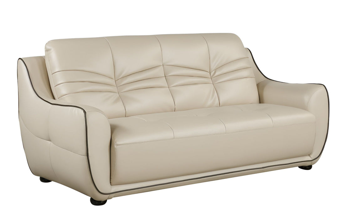 Faux Leather Sofa With Black Legs - Beige