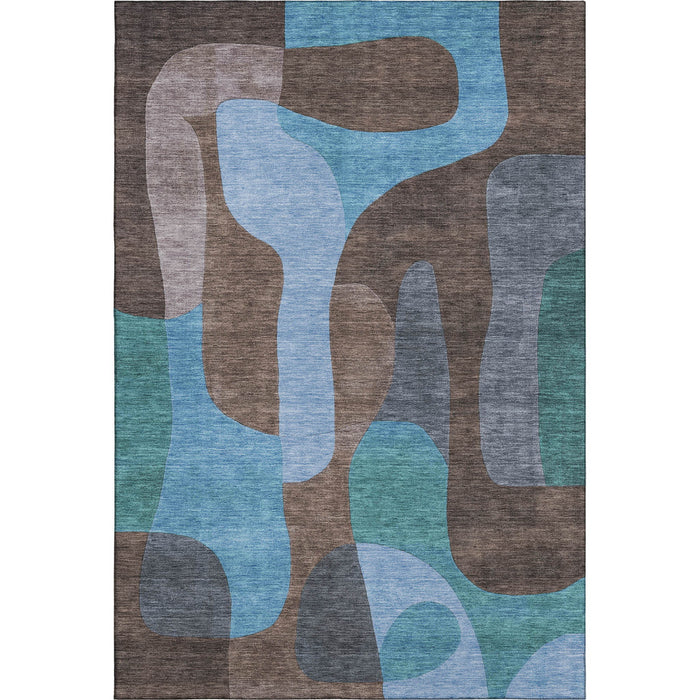 10' X 14' Abstract Washable Area Rug With UV Protection (706259) - Brown / Blue
