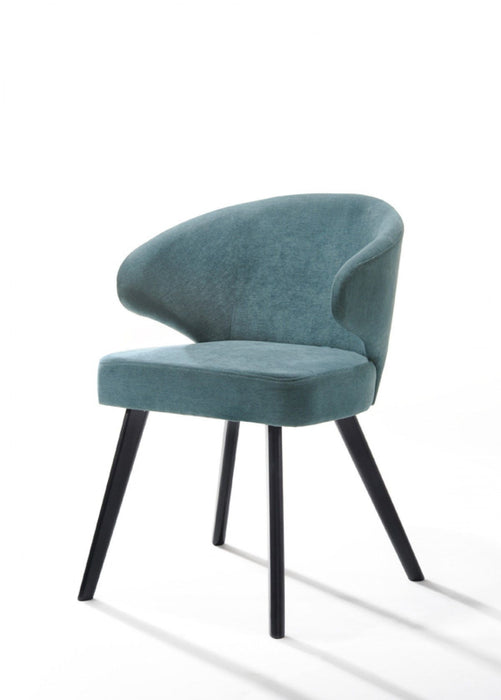 Upholstered Fabric Wing Back Dining Arm Chairs (Set of 2) - Teal Blue