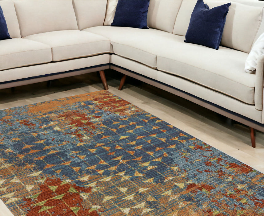 9' x 13' Polypropylene Area Rug - Blue Or Coral