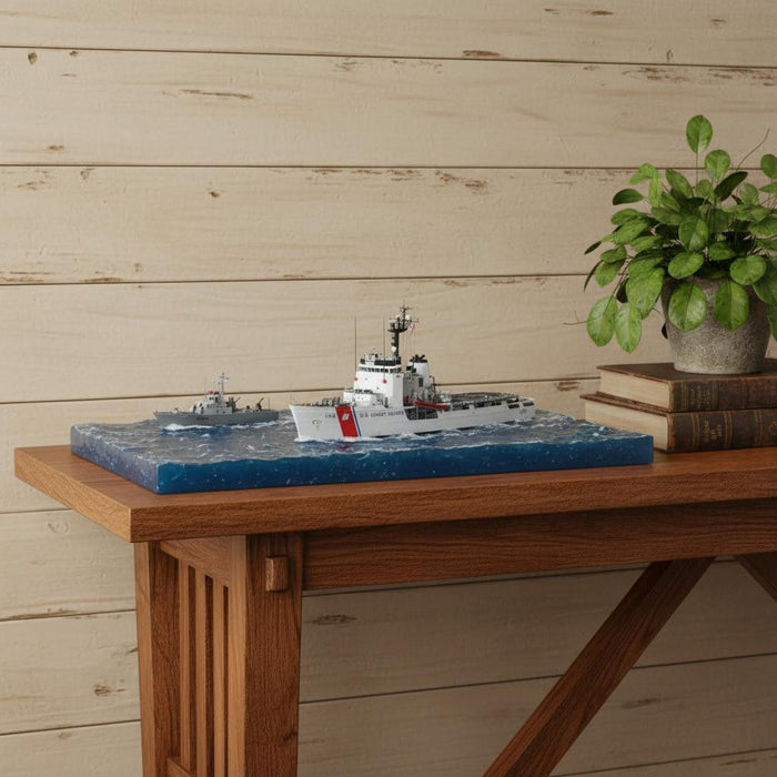 Hand Painted Model Boat (624412) - White / Blue