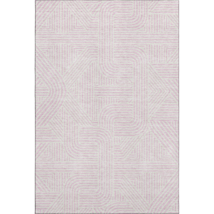 10' X 14' Abstract Geometric Washable Area Rug With UV Protection (672935) - Pink / Ivory