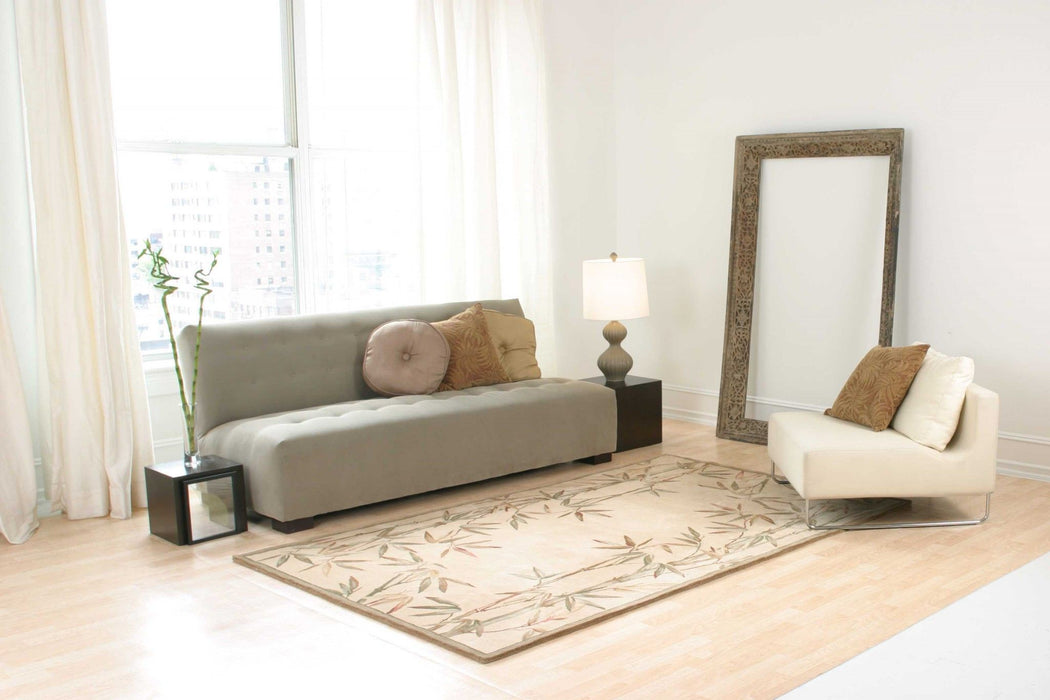 9' x 12' Hand Tufted Bordered Bamboo Indoor Area Rug - Ivory