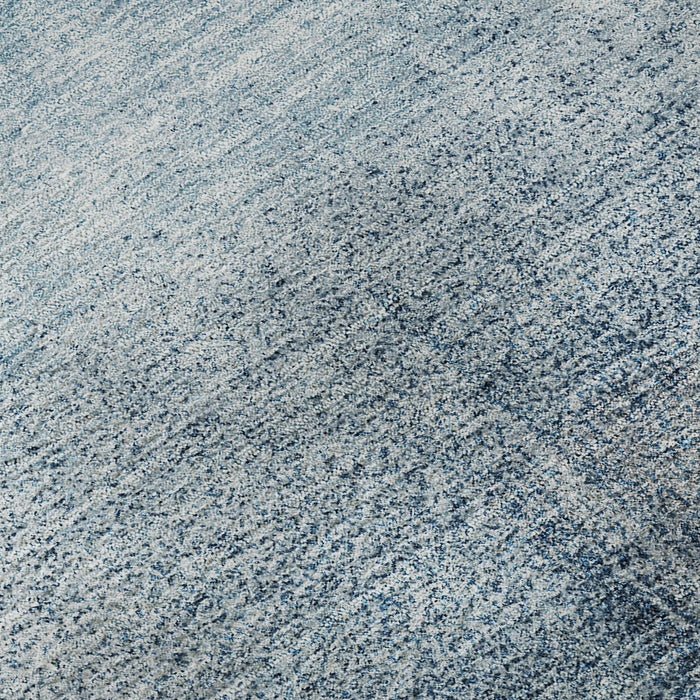8' X 10' Abstract Washable Area Rug With UV Protection - Denim Blue / Ivory